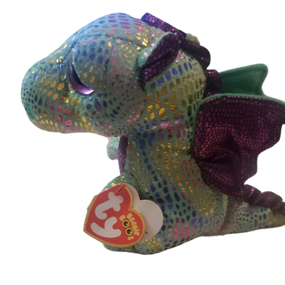 NEW Ty Beanie Boos CINDER Sparkly Flying DRAGON Drake 6" Goth, Medieval - Picture 3 of 6